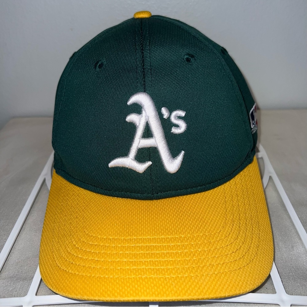 Oakland A's Green and Yellow Baseball Hat with White Logo